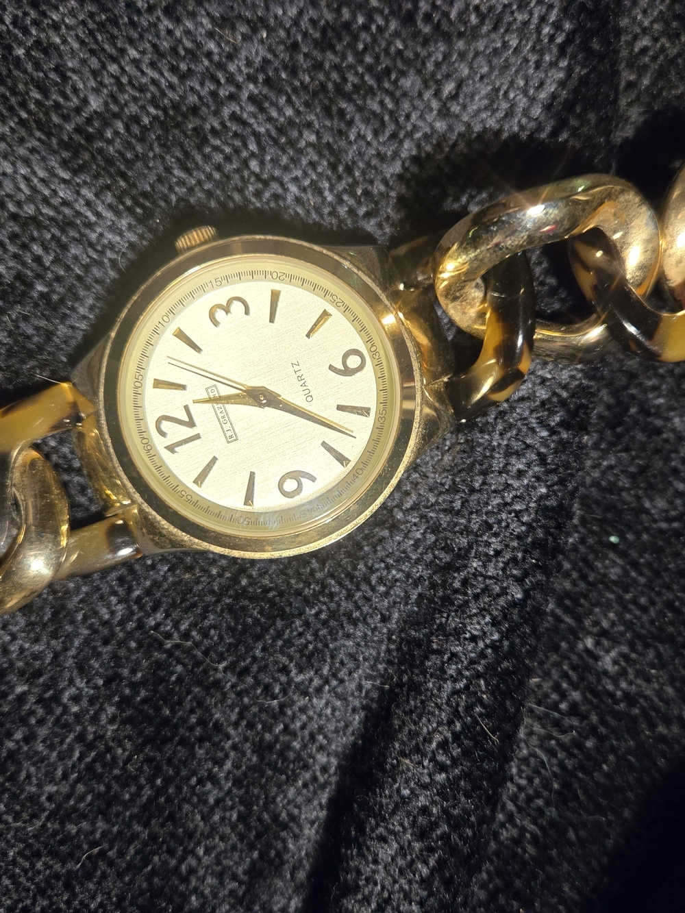 R.J. Graziano Women's Chunky Chain Statement Watch - Gold Tone & Tortoise - J105
